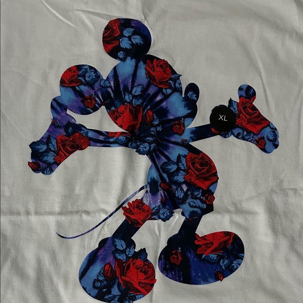 White Disney NEFF Mickey Mouse red rose w/blue and purple - Picture 5 of 6